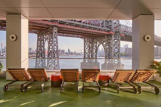 Selldorf's <a href="https://archinect.com/news/article/150434854/selldorf-architects-first-residential-towers-shine-on-the-brooklyn-skyline">two-tower residential scheme at One Domino Square</a> opened this May. Image: Dan Levin