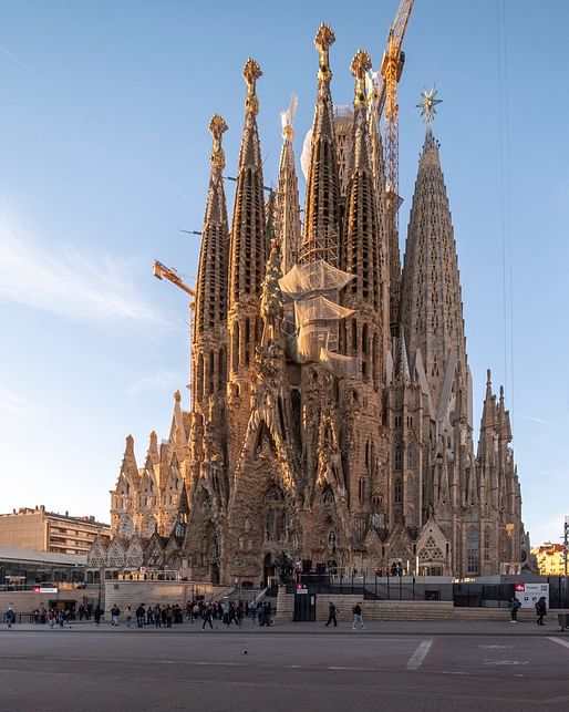The construction site on March 1, 2024. Image: La Sagrada Família via <a href="https://twitter.com/sagradafamilia/status/1763574309140795664">X</a>