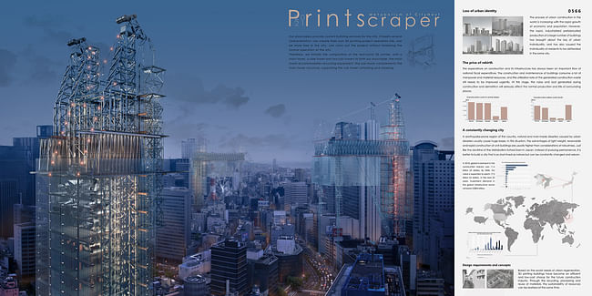 Honorable Mention: Printscraper: Rapid 3D-Printed Skyscraper For Reconstruction In China by Liu Yifei, Tian Yu, Wang Hangdi, Zhou Beiyu (China)
