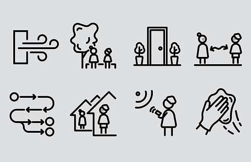 Icons from MASS Design Group's 'Designing Senior Housing for Safe Interaction; The Role of Architecture in Fighting COVID-19'