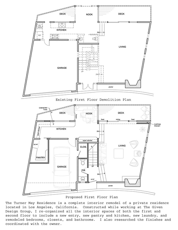 Existing First Floor Demolition and First Floor Plans