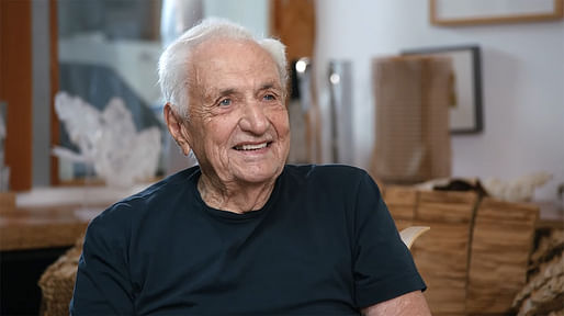 Still image of Frank Gehry in Gagosian Gallery's interview with the architect. Watch the full video below.