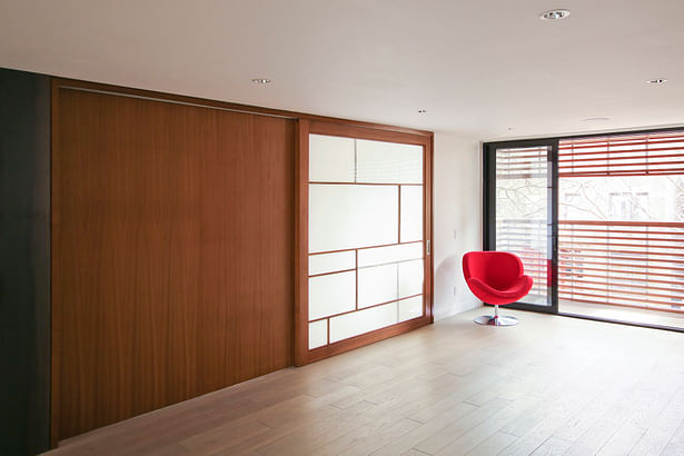 Mezzanine Level Office with Translucent Shoshi Screen-Like Sliding Door