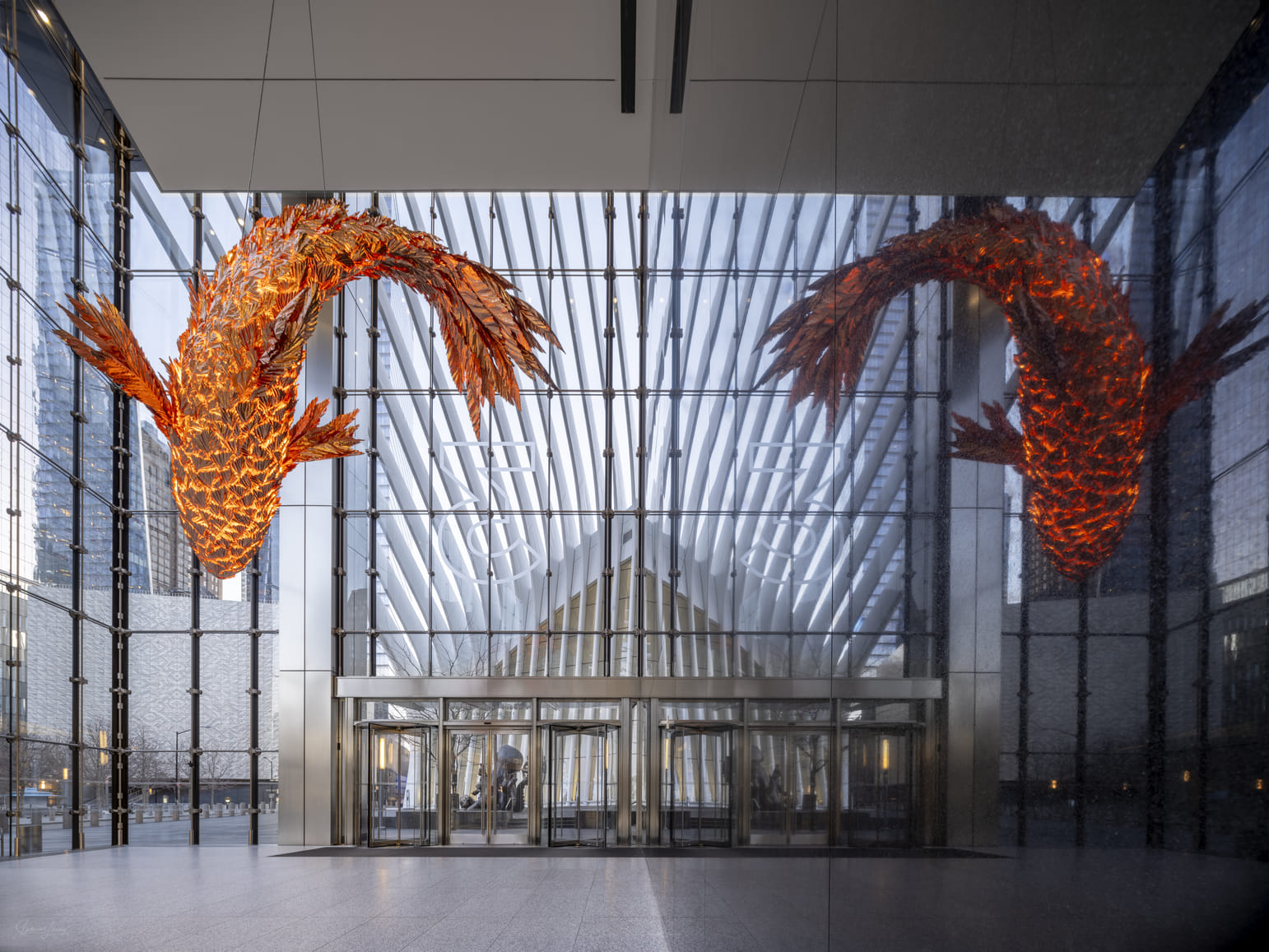 Frank Gehry's fish sculpture debuts inside 3 World Trade Center lobby ...