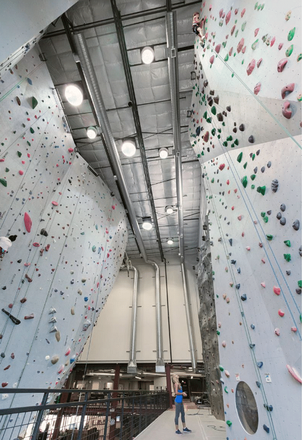 With the natural lighting design, rock climbing holds and routes are easier to see and navigate than ever. 