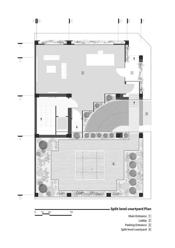 Lobby & Split-Level Courtyard Plan