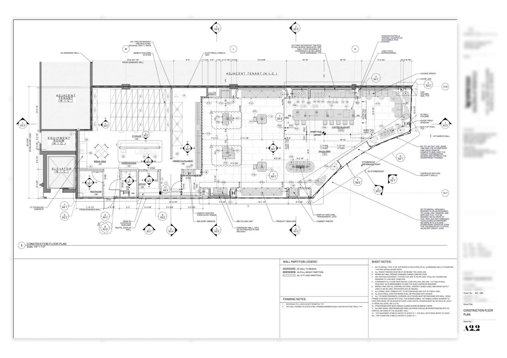 Retail working drawings (example)