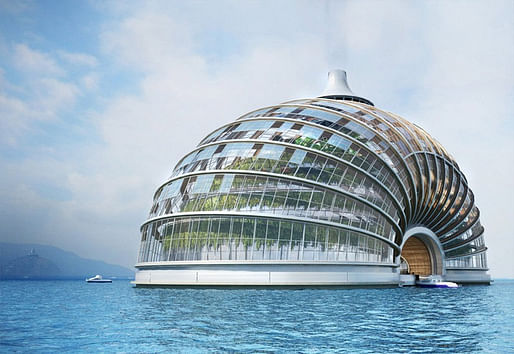 The Ark is a hotel by Russian design firm Remistudio and is meant to be self-sufficient. The transparent foil roof would allow light to reach plants inside, and the waste produced in the building would be converted into fuel. The cupola is meant to be energy-efficient, and its shell basement with cables and arches is designed to distribute weight evenly to make it earthquake- and flood-resistant. (Photo: Remistudio)
