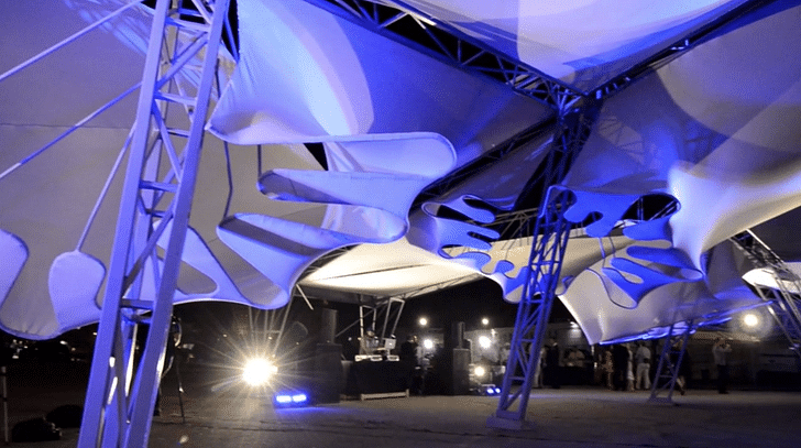 Oyler Wu Collaborative's STORMCLOUD pavilion at SCI-Arc (image screenshot from OWC's video).