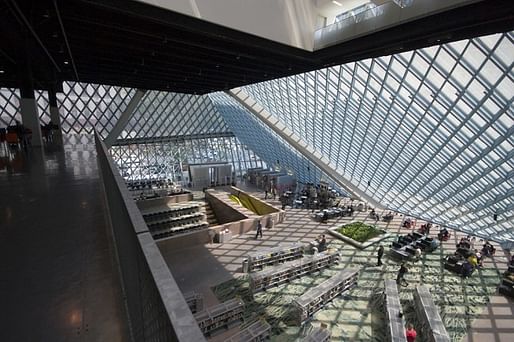 Seattle Public Library, designed by OMA | Photo by Ken Stein, via urbanomnibus.net