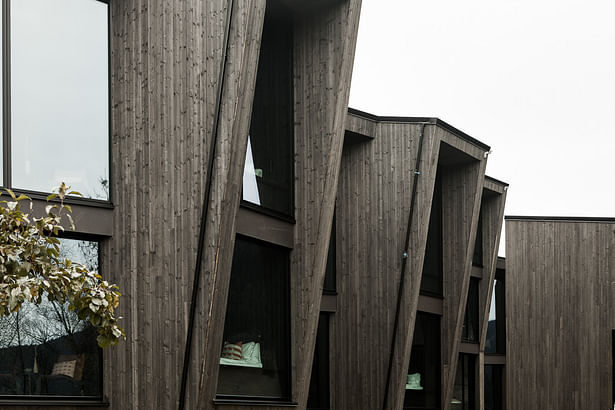 Natural timber cladding on the cabin units. Photo: Sam Hughes.