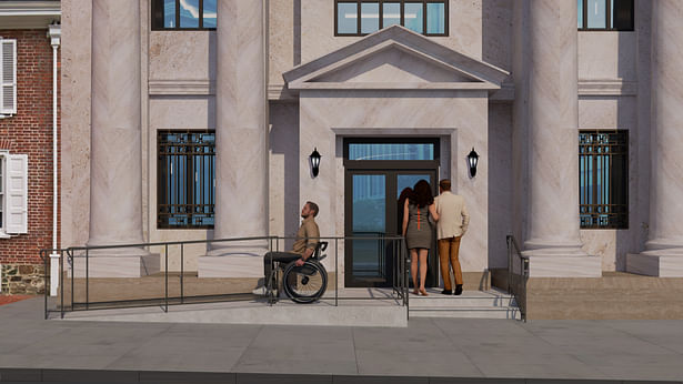 View of proposed front entrance.