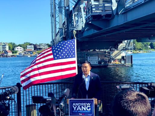 Presidential candidate Andrew Yang. Image via Zach Graumann/<a href="https://twitter.com/Zach_Graumann/status/1165992114402074624">Twitter</a>