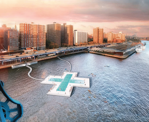 A new rendering of the Plus Pool in Manhattan's Two Bridges neighborhood. Rendering by Luxigon