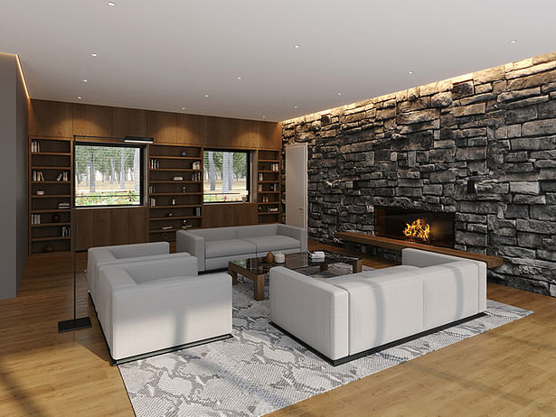 House On The Hudson - Living Room with Fireplace