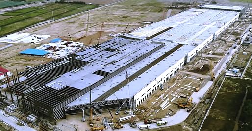 View of the Gigafactory 3, in Shanghai. Photo by Jason Yang/Youtube