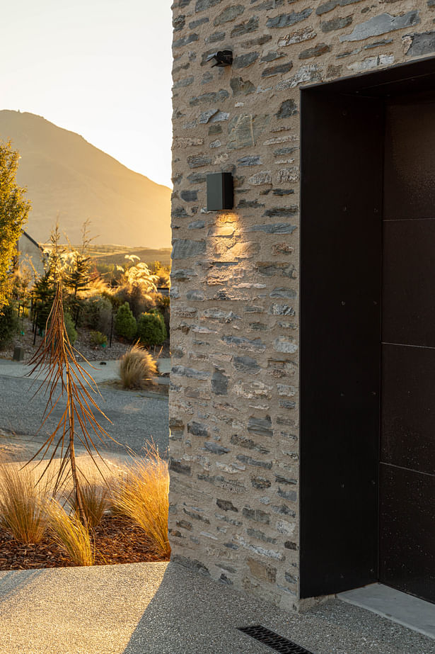 Ben Hudson Architects - Gallery House - local schist stone is mortared in the traditional style of the region