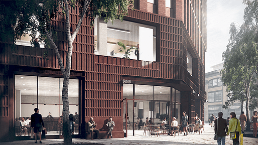 A rendering of the Leonard Circus corner of the proposed new building. Image courtesy Telephone House public consultation.