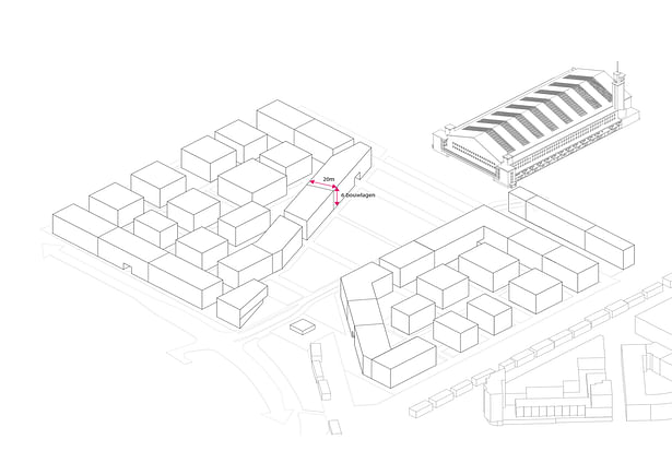 The six storeys base height of the blocks, allows them to fit in the surrounding built context. 