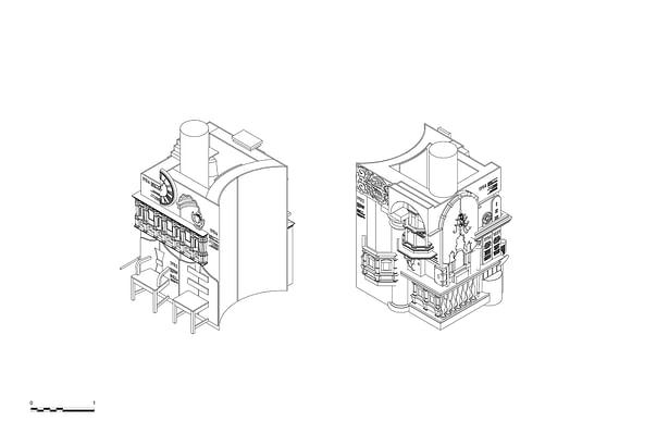 Axonometric view 1 - sculpture of lost church parts