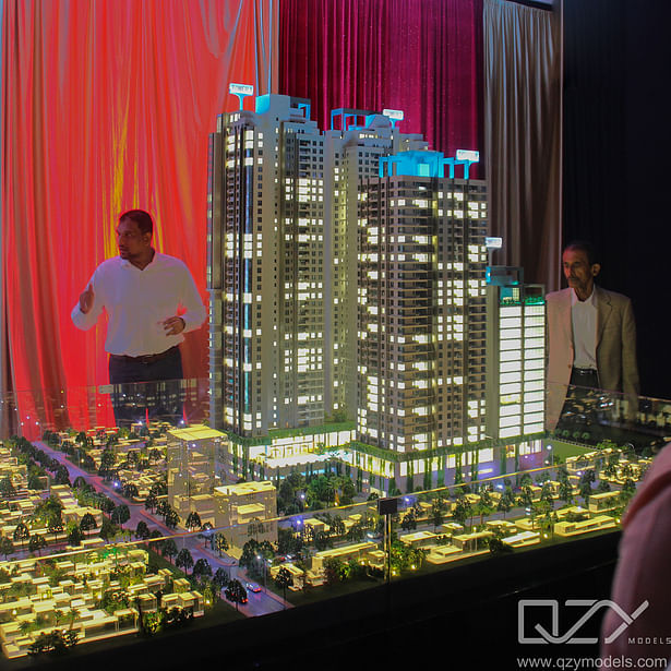 AVIC Luxury Apartments Architectural Model Display with High-Rise Towers and Surrounding Buildings