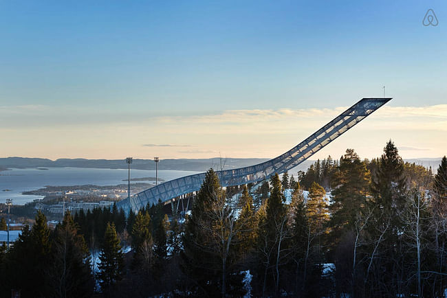 Image via the Holmenkollen ski jump's Airbnb page.