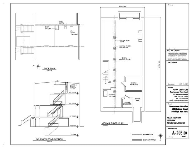 Cellar & Roof Plan, Stair Section