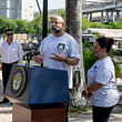 Dean Rodolphe el-Khoury speaks at the kickoff. 