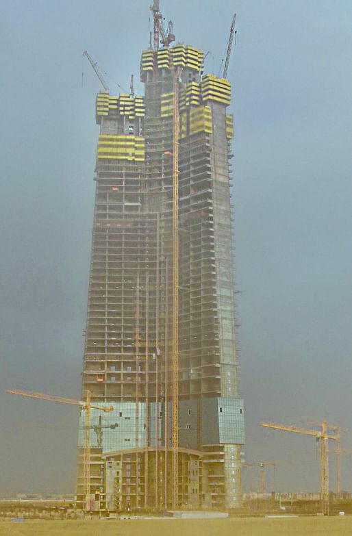 Construction progress on Jeddah Tower on January 2, 2018. Image via Wikipedia.