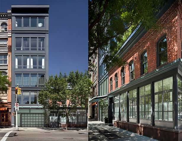 Working with a client in search of a very distinctive TriBeCa home, architect Wayne Turett and his team studied the challenge. The solution: the adjacent lot was purchased and a new six story, single-family structure was approved by community groups and the Landmark Commission. The two-story jewel was painstakingly preserved on the outside, but integrated seamless with the tower on the inside.