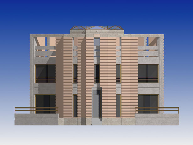 Render of the main front on the National Park street