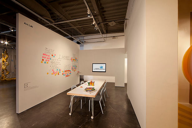 reception area + gallery remodel of art space. technology display + furniture design. 3,600 sq ft.