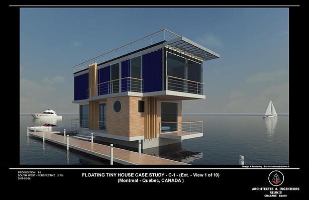 Floating House Case Study : C - 1 (Ext. Perspective View)
