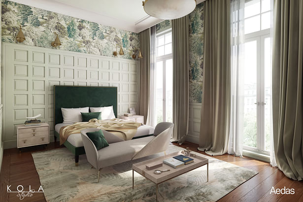 Luxurious green & gold bedroom