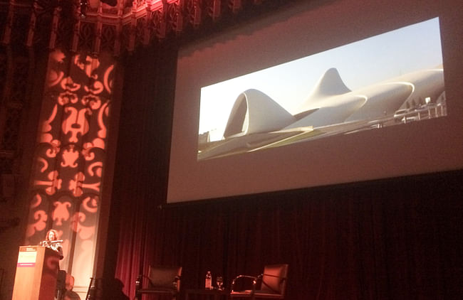 Zaha Hadid presents her Azerbaijan Cultural Center. Photo by Anthony Morey.