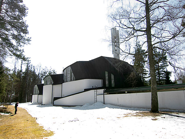 Exterior of Vuoksenniska Church (Church of 3 Crosses), Vuoksenniska, Finland 1958