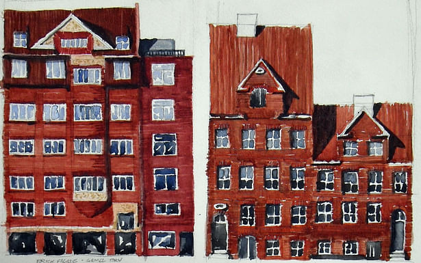 Facades in Copenhagen: watercolor