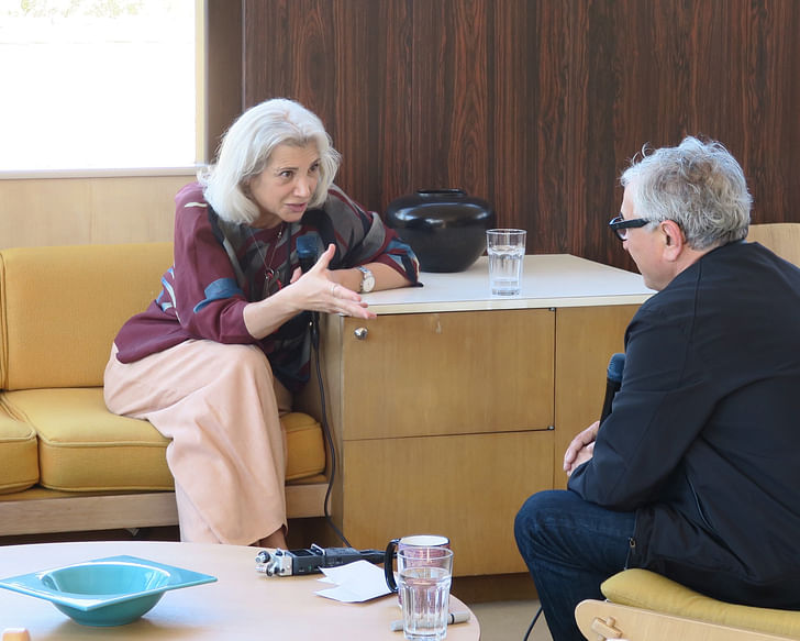 Carme Pinós and Orhan Ayyüce in conversation at the Neutra VDL House in Silver Lake, CA