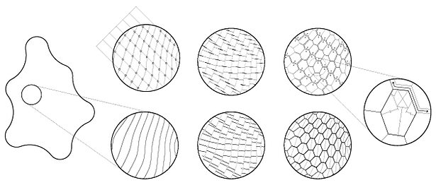 The parametric system is pushed further as a series of divisions and subdivisions result in a cellular geometry suitable for housing units.