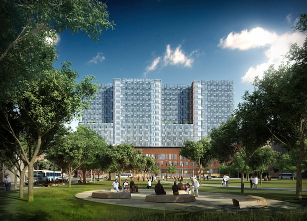 OSU - Outsourced 3D Rendering. (South facade perspective view from Spirit of Women Park)