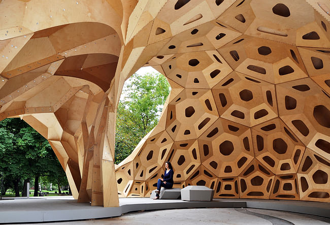 ICD/ITKE Research Pavilion 2011 by Achim Menges - one of the featured works in 'Out of Hand'. Photo: Achim Menges. 