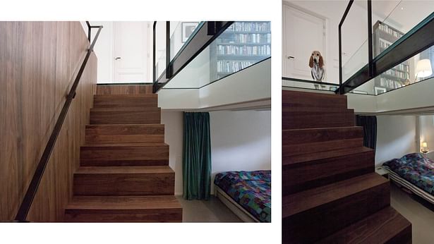 wooden cube/stairs with guest room – basement floor