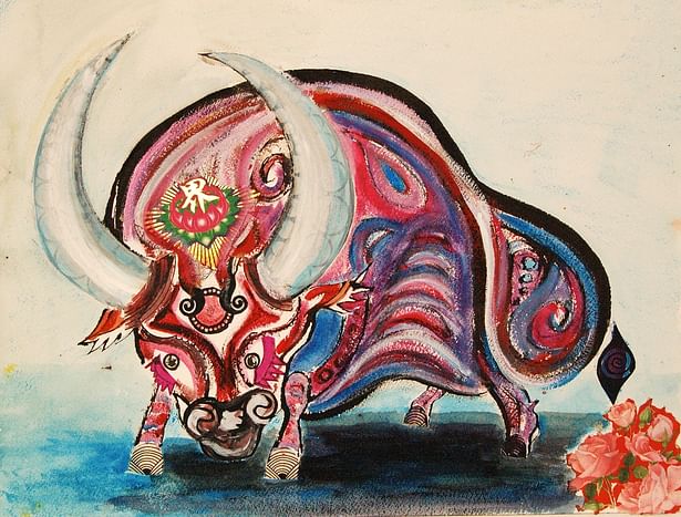 Mixed Media - Chinese Bull