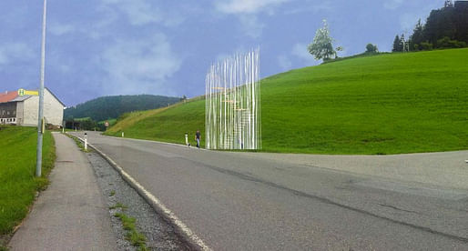 Japanese architecht Sou Fujimoto's stop is a 'wild forest of thin steel and wooden poles' arranged around a spiral staircase. While interesting to behold, it does not provide much shelter from the elements. (BUS:STOP Krumbach/ Sou Fujimoto)