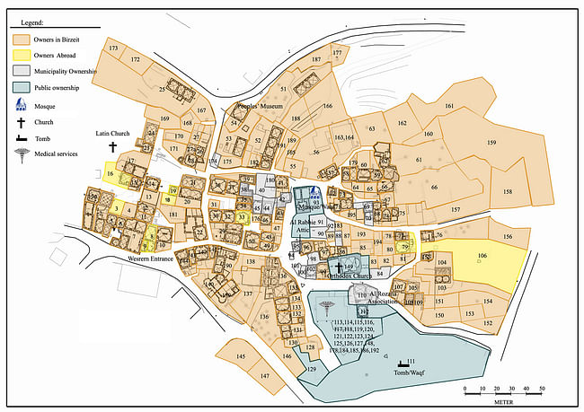 Revitalization of Birzeit Historic Center: Map of the Birzeit historic center. Photo: AKAA / RIWAQ