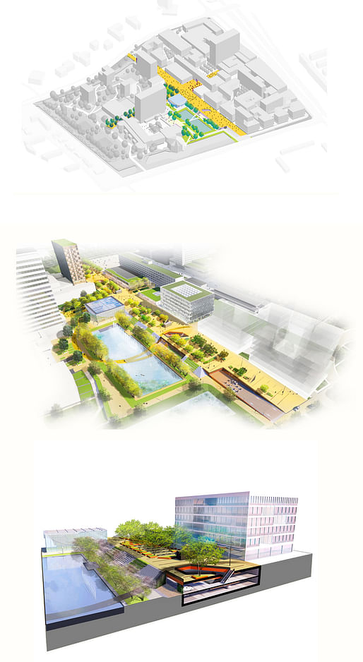 diagrams of masterplan and first phase of the new campus