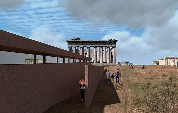 View from the museum exit towards the Parthenon