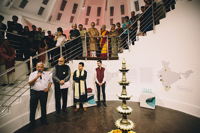Shivaprasad Khenned, Director of NGMA along with the the curators Rahul Mehrotra, Ranjit Hoskote and Kaiwan Mehta during the opening ceremony Photo Credits: Tina Nandi Stephens