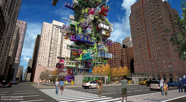 Fresh from the sky: HIVE-INN™ CITY FARM JUST LANDED IN NEW YORK. Hive-Inn™ City Farm is a modular farming structure where containers are designed and used as farming modules and acts as an ecosystem where each unit plays a role in producing food, harvesting energy and recycling waste and water.