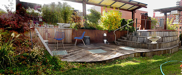 View of Hot Tub Enclosure and Wood Deck, Fall 2013